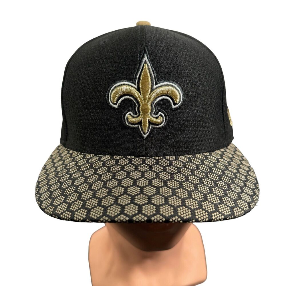 New Orleans Saints Hat Men's 7 3/8 Black Gold New ERA Honey Comb Sports NFL